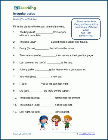 irregular verbs worksheet pdf grade 3